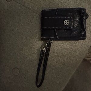Black Wristlet Wallet with Silver Accent
